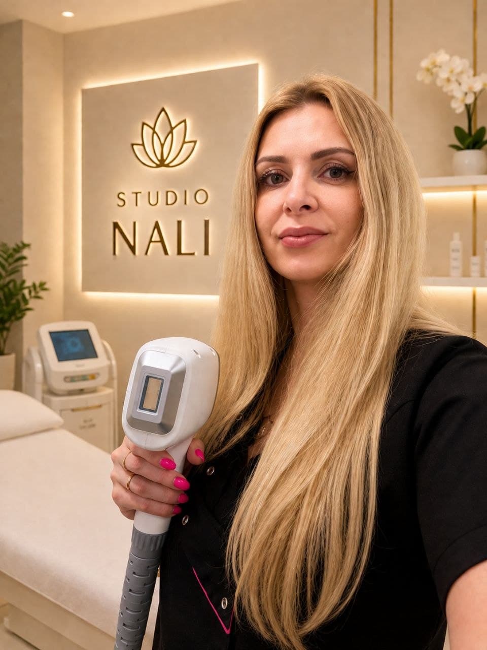 Nataliia w gabinecie Studio Nali podczas pracy
